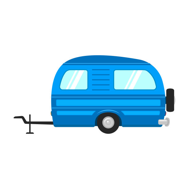 房车图标。露营者,商队。彩色剪影。侧视图。矢量简单的平面图形说明。白色背景上的孤立物体。隔离。图片下载