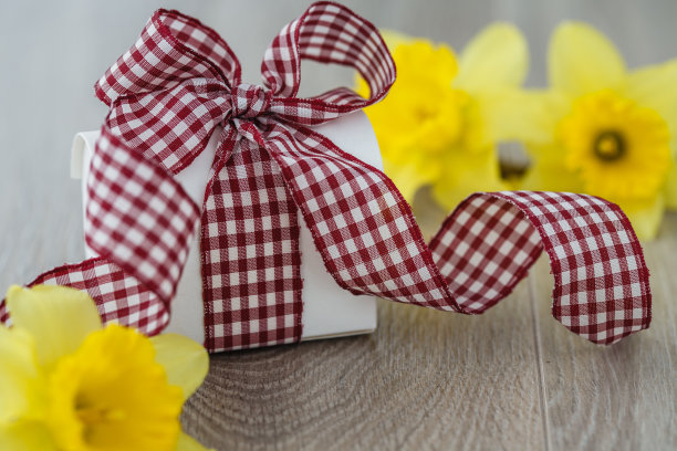 黄色水仙花和礼盒，特别惊喜图片下载