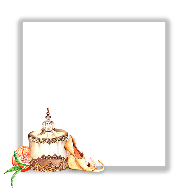 一组水彩元素。东方装饰，珠宝。灯具，手镯，东方香料，东方集市。设计图片下载