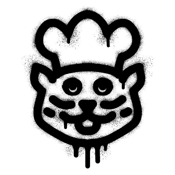 用黑色喷漆涂鸦的猫厨师图片下载