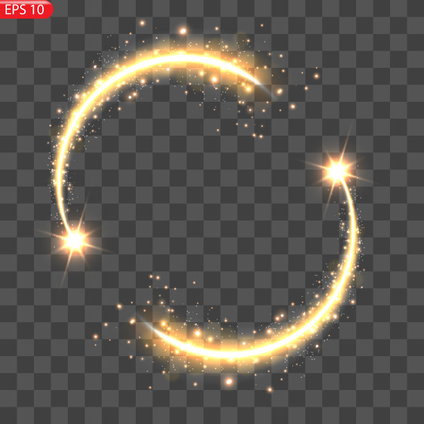 圆形的金色彗星。矢量闪闪发光下降的金星图片下载