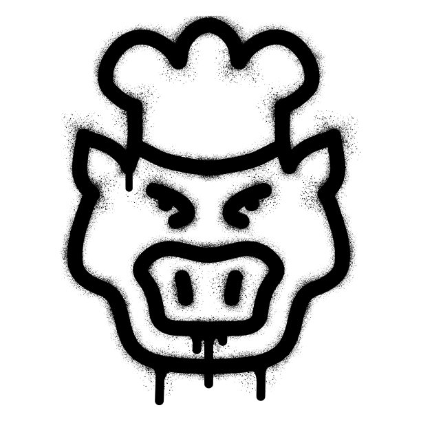 猪厨师用黑色喷漆涂鸦图片下载