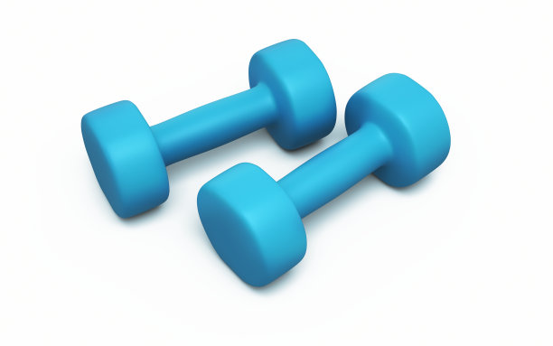 蓝色塑料哑铃对象+阴影剪辑路径图片下载
