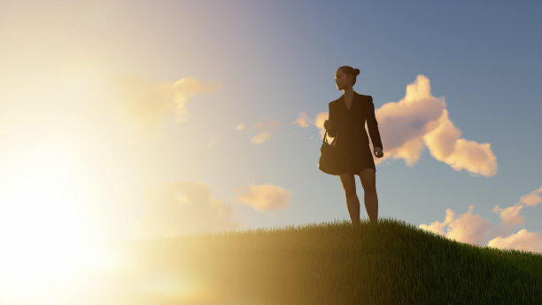 草地上的女商人图片下载