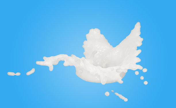 3d牛奶或酸奶涟漪飞溅隔离在蓝色背景。3d渲染插图，包括剪辑路径图片下载