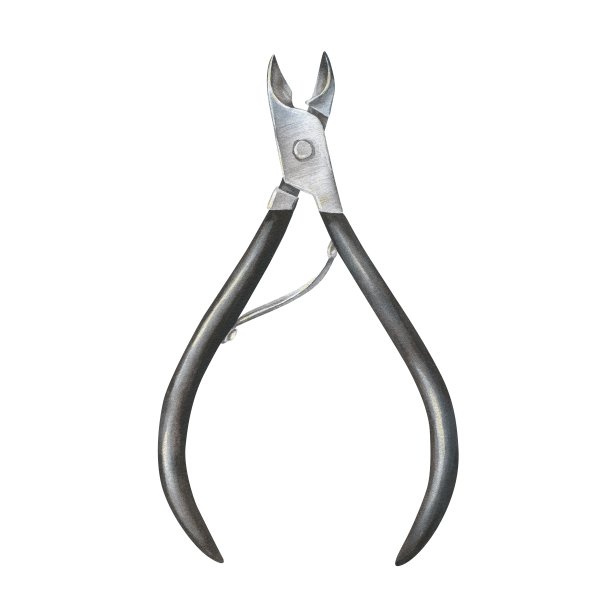 水彩插图。修指甲的钳子。手绘和孤立的白色背景对象。为美甲大师、美容院、化妆品店制作贴纸、海报、装饰网站图片下载