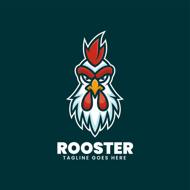 矢量插图公鸡简单的吉祥物风格。图片下载