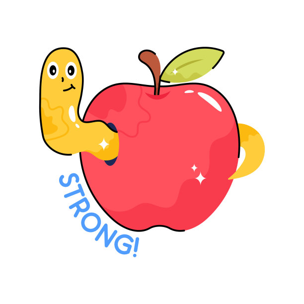 苹果涂鸦矢量轮廓贴纸。EPS 10文件图片下载