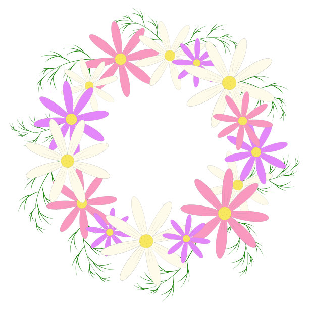 可爱的夏日花环。矢量插图。图片下载