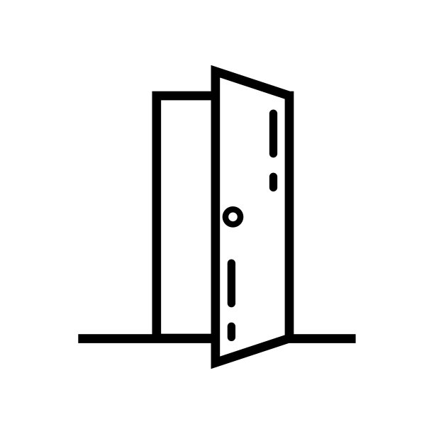 门线性图标符号向量。黑色轮廓门图标图片下载