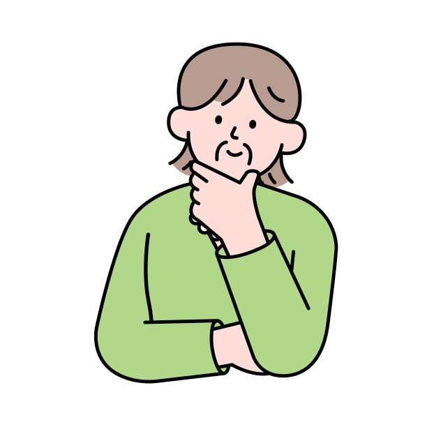 仰望思考的老年妇女简约风格矢量插画图片下载