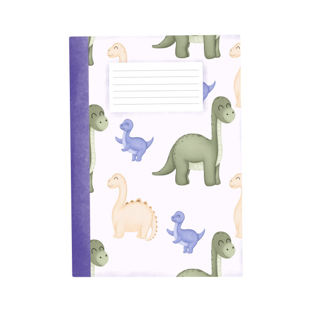 水彩恐龙笔记本剪贴画。返校插图。图片下载