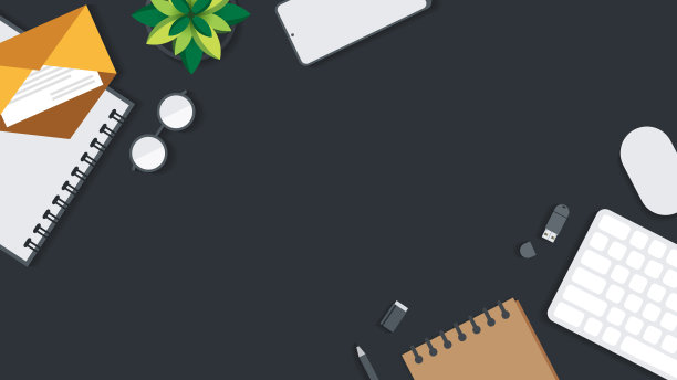 用小工具的办公桌罩和横幅。表工作和文本的自由空间的顶视图。图片下载