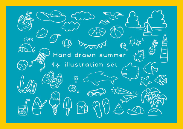 手绘夏季插图集图片下载