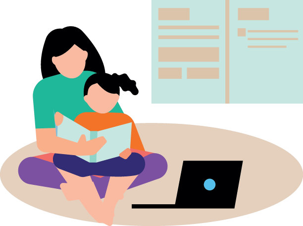 这个女孩正在教她的女儿。图片下载