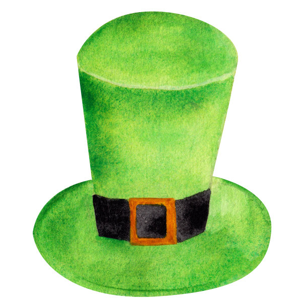 水彩手工制作的。圣帕特里克节。绿帽子孤立在白色背景上图片下载