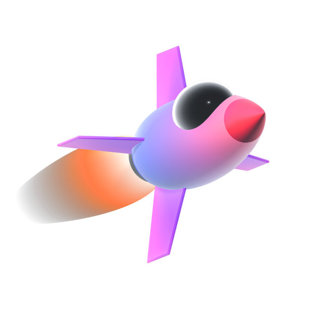 漫画火箭飞船发射孤立的白色背景，3d渲染图片下载