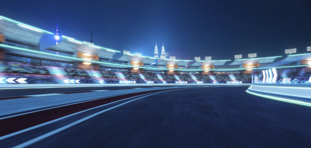 3d移动赛道与箭头霓虹灯装饰图片下载