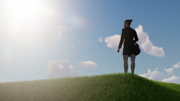 草地上的女商人图片下载