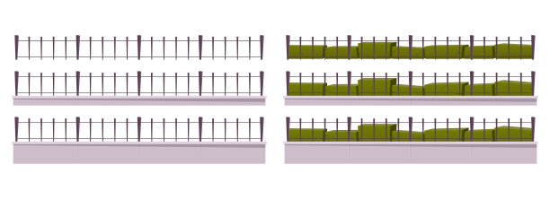 卡通金属栅栏收集矢量插图孤立的白色图片下载