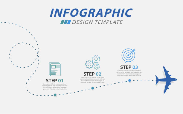 旅行信息图模板3步时间线旅行。图片下载