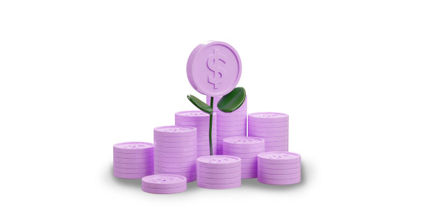 3d渲染种植一堆硬币，为金融和银行的概念和投资增长的钱，3d渲染。图片下载