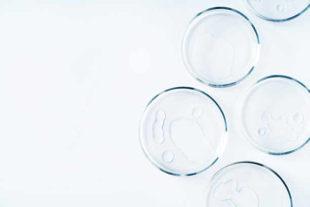 化妆品美容概念与瓶血清，滴和培养皿在白色背景图片下载