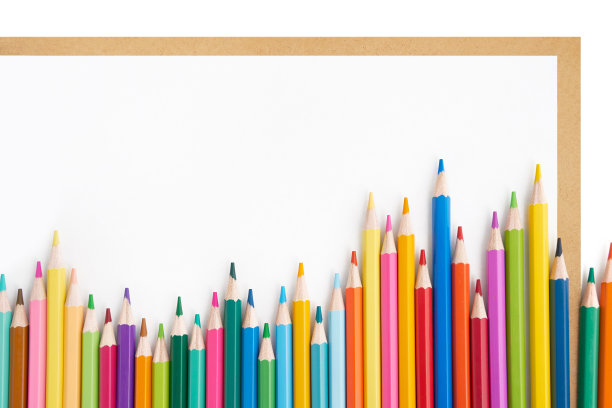 彩色彩虹铅笔白底，返校理念，学校创意理念图片下载