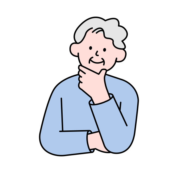 抬头沉思的老年男子，简约风格矢量素材图片下载