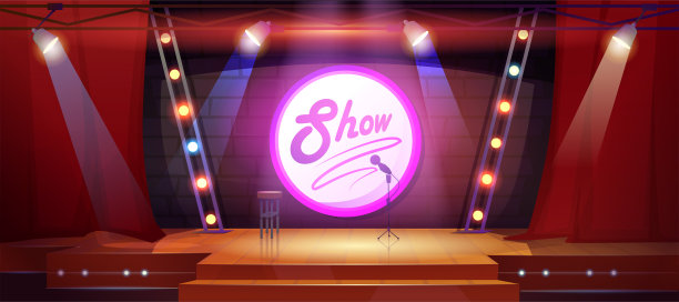 舞台上有麦克风表演图片下载