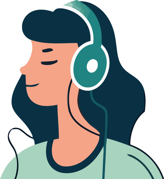 年轻女子戴着耳机听音乐图片下载