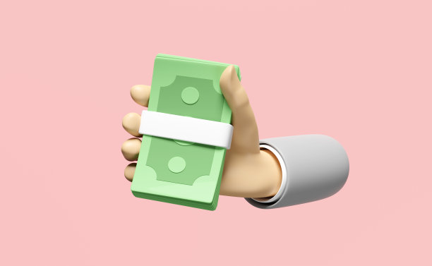 3D卡通商人手拿钞票堆栈图标隔离在粉红色的背景。快速信贷审批或贷款审批概念，3d渲染插图图片下载