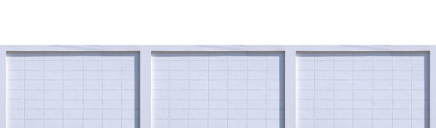 预制混凝土块栅栏墙的全景，隔离在白色背景上，有裁剪路径图片下载