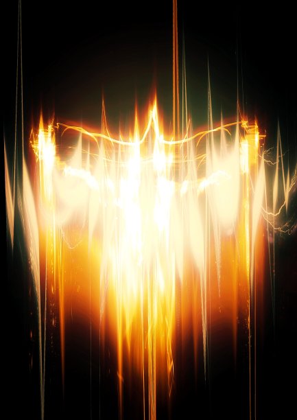 一个抽象的火鸟在黑暗中扇动翅膀的3d插图图片下载