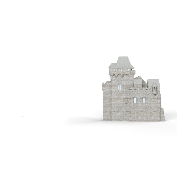 雄伟的微型城堡在一个白色的背景- 3D渲染插图图片下载