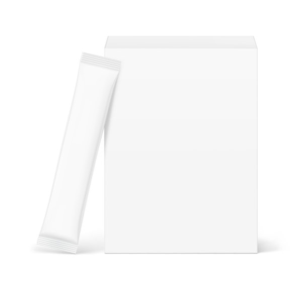 空白纸板箱与棒袋模型。前视图。矢量插图隔离在白色背景上。图片下载