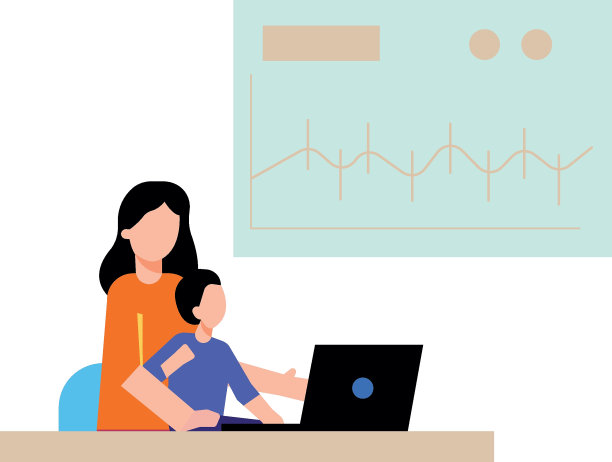 这个女孩正和她的孩子一起工作。图片下载