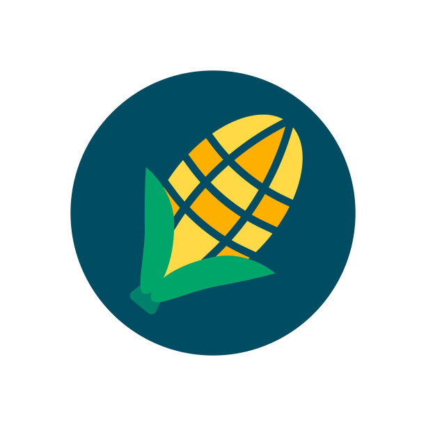 圆形平面设计玉米图标。向量。图片下载