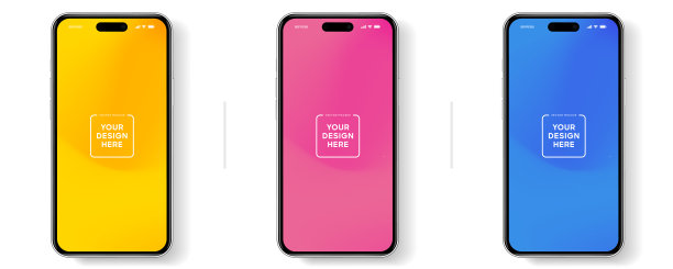 3D逼真的高质量智能手机模型与孤立的背景。智能手机模型收集。设备前视图。3D手机与阴影在白色背景。图片下载