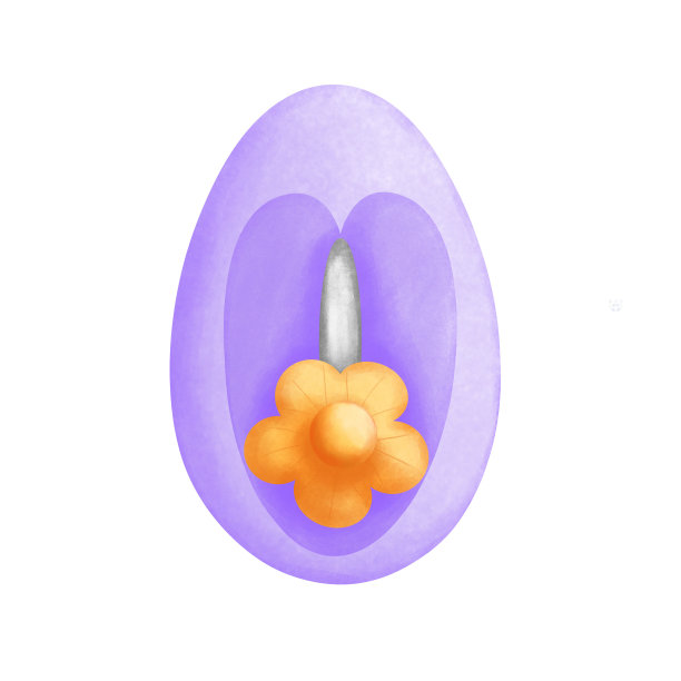 水彩紫色刀具剪贴画。可爱的紫色刀具与橙色花插图孤立的白色背景。图片下载