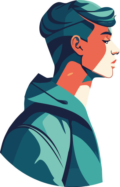 年轻人的侧面与大衣性格图片下载