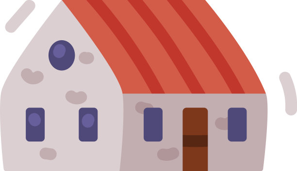 乡村别墅外观与红色屋顶的农村图片下载