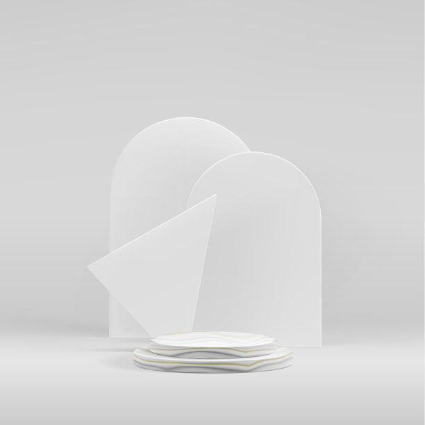 三维白色舞台与产品站圆灰色图片下载