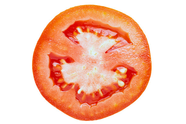 在白色背景上孤立的切片番茄。图片下载