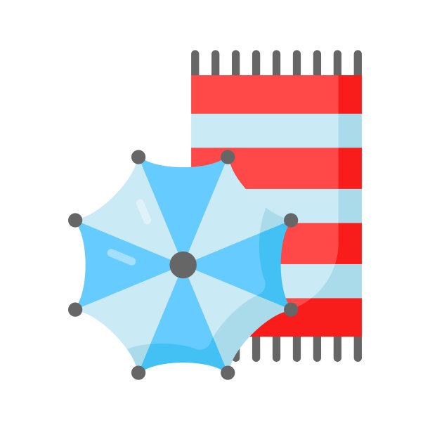 抓住这个设计精美的现代风格的雨伞和垫子图标图片下载