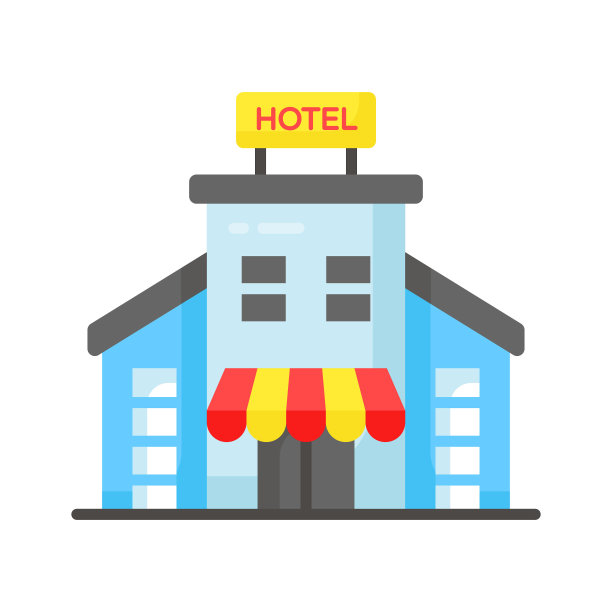 设计精美的酒店图标，酒店建筑的现代风格矢量可定制且易于使用图片下载
