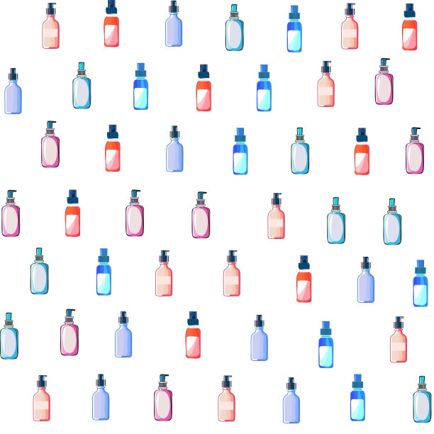无缝图案的化妆品，身体和面部护理产品的女性和男性。图片下载