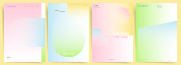 梯度夏季抽象背景集。彩色几何海报模板的小册子，目录，演示，横幅，贺卡。现代风格，新潮的矢量插图。图片下载