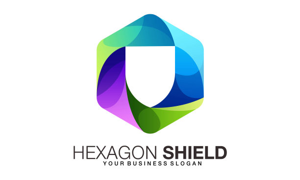 盾牌标志在美丽的渐变颜色风格抽象向量模板图片下载