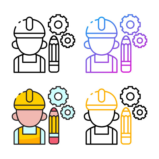 工程图标设计有四种不同的颜色图片下载